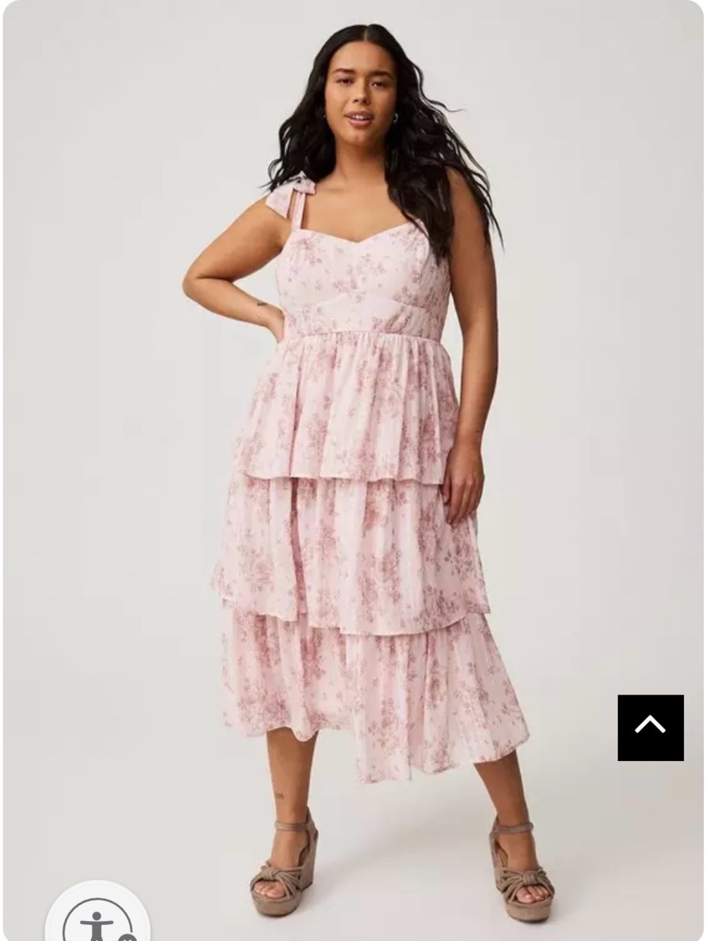 Torrid Pink Floral Tiered Midi Dress